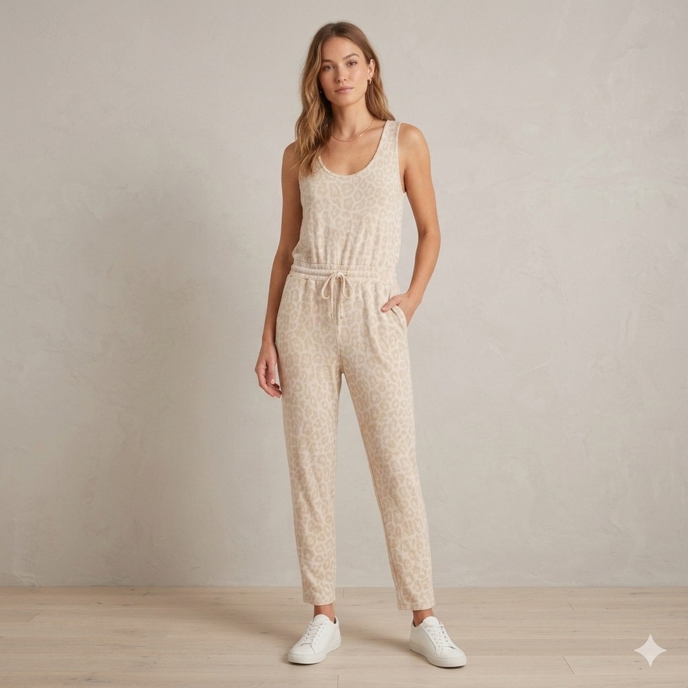 Splendid Leopard Print Romper‎ Size M Tank pants jumpsuit